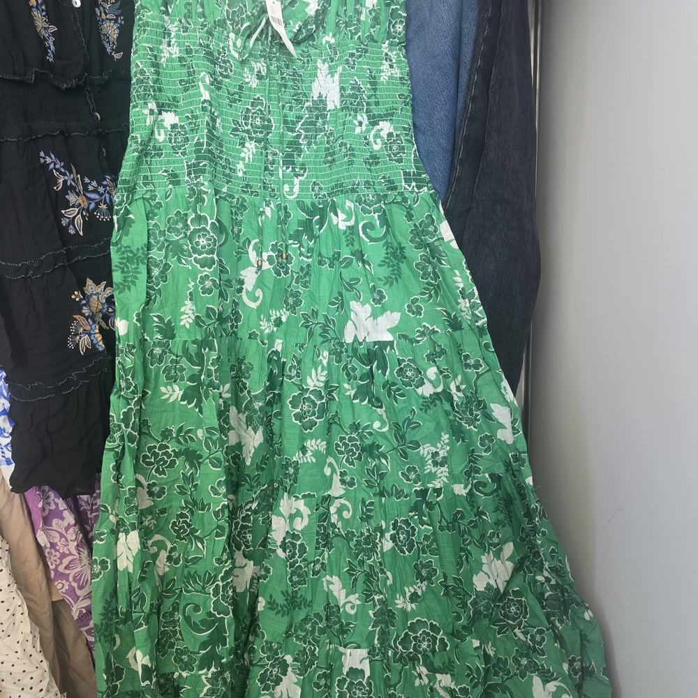 Anthropologie - SMOCKED DROP WAIST Green Dress - XL - Picture 5 of 6